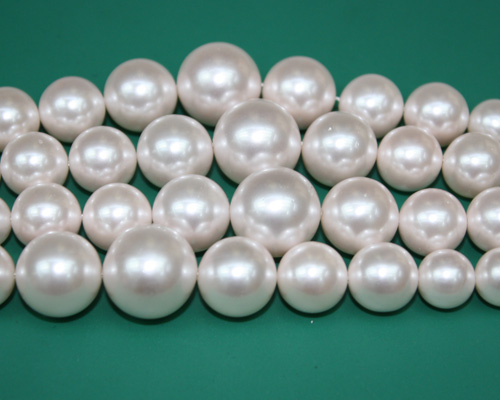 16 inches 8-16mm White Round Regular Shell Pearls Loose Strand