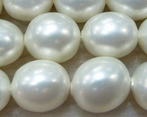 16 inches 13*15 mm Not Shiny White Ege Shell Pearls Loose Strand