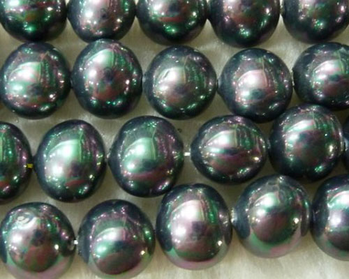 16 inches 13*15mm Center Drill Ege Shiny Black Shell Pearls Loose Strand