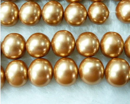 16 inches 13*15mm Center Drill Ege Gold Shell Pearls Loose Strand