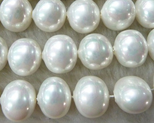 16 inches 13*15mm Center Drill Ege White Shell Pearls Loose Strand