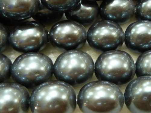 16 inches 13*15mm Oval Black Shell Pearls Loose Strand