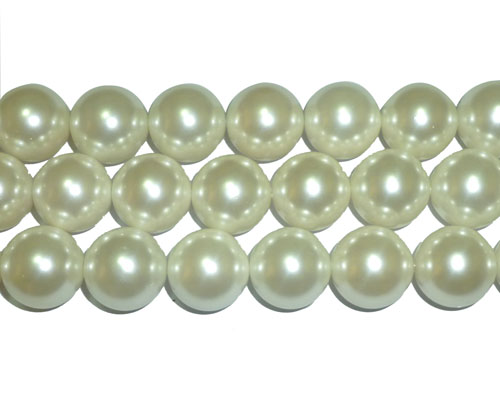 16 inches Shiny White Round Shell Pearls Loose Strand