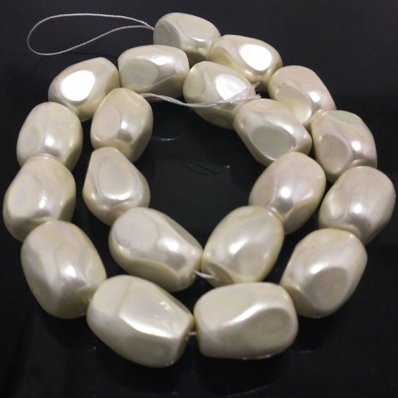 16 inches 15x20mm White Baroque Shell Pearls Loose Strand