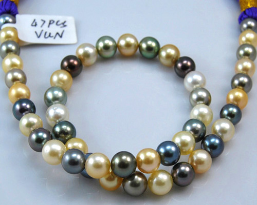 16 inches AA 9-10mm Multicolor South Sea Pearls Loose Strand