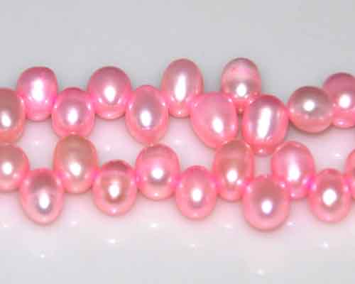 16 inches Baby Pink Side Drilled Dancing Pearls Loose Strand