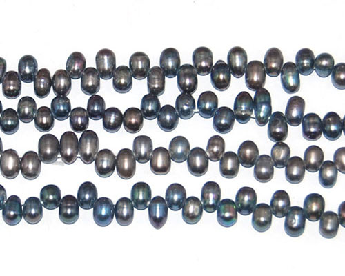 16 inches 5-6mm Dark Gray Wheat Dancing Pearls Loose Strand