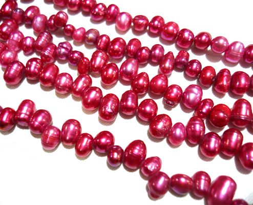 16 inches 5-6mm Wine Red Wheat Dancing Pearls Loose Strand