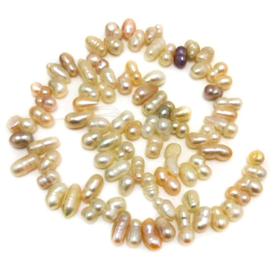 16 inches 8-12mm Natural Multicolor Side Drilled Peanut Pearls Loose Strand