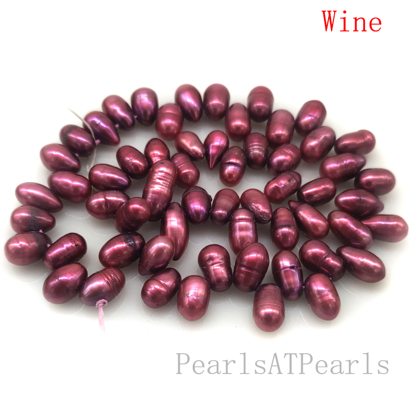 16 inches 6-7mm Wine Side Drilled Natural Dancing Pearls Loose Strand