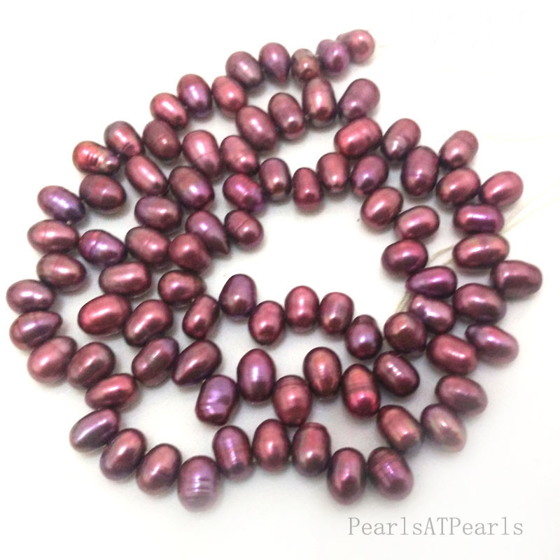 16 inches 6-7mm Purple Side Drilled Natural Dancing Pearls Loose Strand