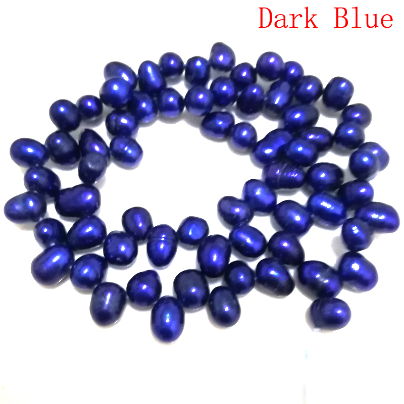 16 inches 6-7mm Dark Blue Side Drilled Natural Dancing PearlsLoose Strand