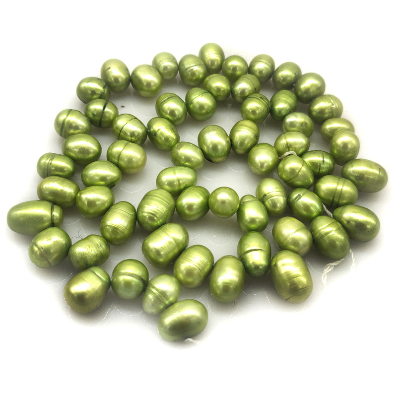 16 inches 7-8mm Green Side Drilled Natural Dancing Pearls Loose Strand