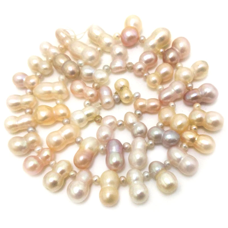 16 inches 6-7mm Natural Multicolor Side Drilled Peanut Pearls Loose Strand