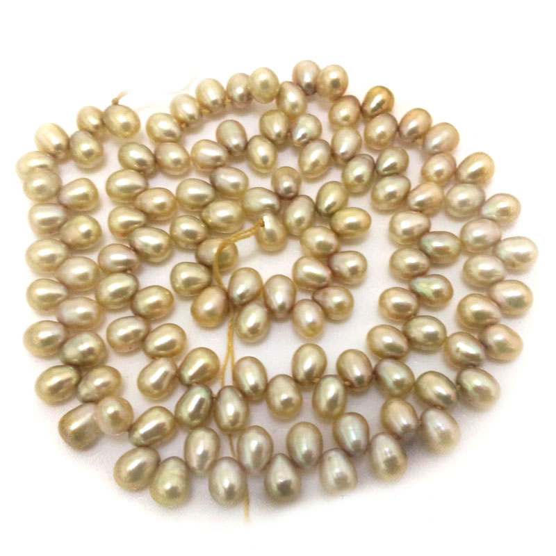16 inches Champagne Natural Side Drilled Dancing Pearls Loose Strand