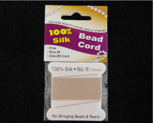 Beige 100% Natural Silk Beading Cord with Needle Attached