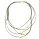 16-20 inches 5 rows Gray Leather 11-12mm White Pearl Necklace