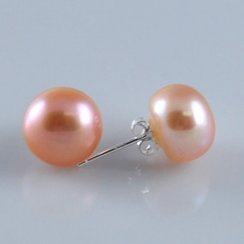 9-10mm Natural Pink Button Pearl Earring,Sold by Pair