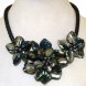 18 inches Natural Leather Cord Three Black Shell Flower Necklace