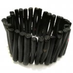 7 inches 5*30mm Elastic Black Stick Shaped Natural Coral Bracelet
