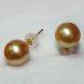 12mm Natural Golden South Sea Pearl 14K Gold Stud Earring