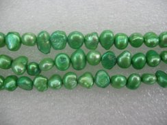 16 inches Grass Green Natural Nugget Pearls Loose Strand