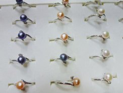Wholesale 6# Natural Button Pearl Ring