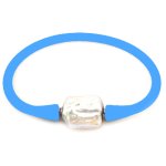 16-20mm One Natural Square Pearl Blue Rubber Silicone Bracelet