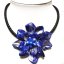 18 inches Natural Leather Dark Blue Shell Flower Women Necklace