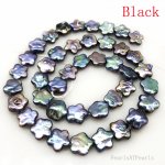 16 inches 10-11mm Center-Drilled Black Five Star Shaped Pearls Loose Strand