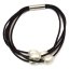 7.5 inches 5 rows Black Leather Cord White Rice Pearl Bracelet