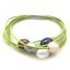 7.5 inches 5 Rows Green Leather 9-10mm Natural Oval Pearl Bracelet