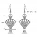 Rhodium Plated Shell Style Cage Hook Earring