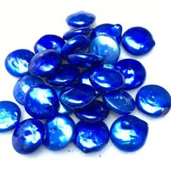 Wholesale AA 12-14mm Acid Blue Coin Shaped Loose Pearls,Sold by Piece