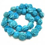 16 inches 10x15mm Green Hand Carved Turquoise Flower Beads Loose Strand