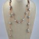 48 inches 10-11mm Silver Baroque Pearl Brown Leather Necklace
