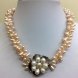 17 inches Three Rows 4-5mm Natural Pink Pearl Necklace