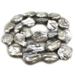 16 inches 15-20mm Silver Gray Flat Baroque Coin Pearls Loose Strand