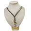 16 inches 4 Rows Black Leather Natural Multicolor Pearl Necklace