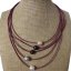 16-20 inches 5 rows 11-12 mm Orchid Leather Cord Pearl Necklace