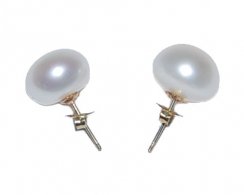 12-13mm AAA White Button Pearl 14K Gold Stud Earring,Sold by Pair