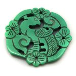 4x35x40mm Peacock Totem Carved Green Turquoise Charm Pendant
