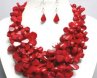 16 inches Red Irregular Seed Shaped Coral Beaded Necklace Jewelry Set