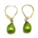 7-8mm Bright Green Natural Drop Pearl Leverback Earring,Sold by Pair