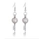 CP0027 Rhodium Plated Key Style Cage Hook Earring