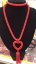 30 inches 3-4mm Red Round Coral Beaded Heart Knot Pendent Necklace