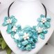 18 inches Natural Leather Five Blue Shell Flower Necklace