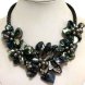 18 inches Natural Leather Five Black Shell Flower Women Necklace
