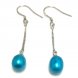 Wholesale 7-8mm Single Teal Blue Pearl Drop Earring with 925 Silver Hook