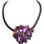 18 inches Leather One Violet Baroque Shell Flower Necklace